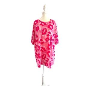 Hot Pink Leopard Print Blouse – Size XL (No Brand Tag)